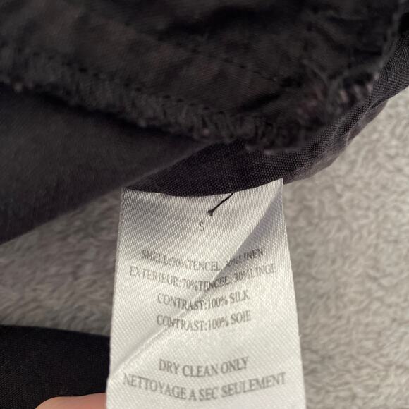 Brochu Walker Pants Small Black Tuxedo Stripe Lagenlook Capsule Tencel Linen - Picture 4 of 10